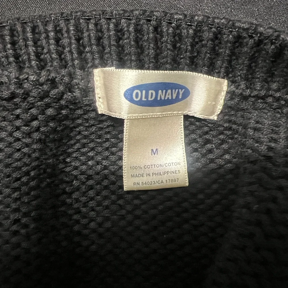 Old Navy black 100% cotton knit sweater Y2K halter top - Picture 6 of 9